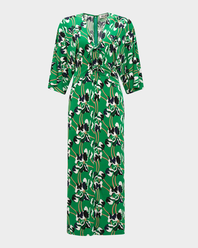 Valerie Bodycon Floral-Print Jersey Midi Dress